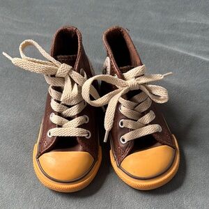 Brand New Kids Brown and Tan High-Top Sneakers Size 6